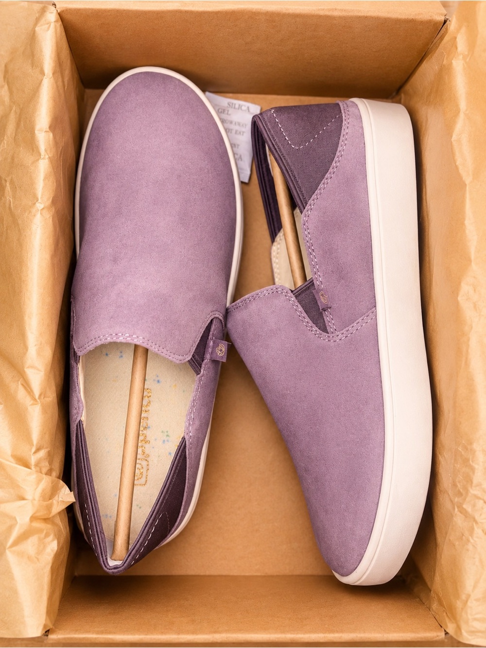 Slip-On Suede Mules in Lavender